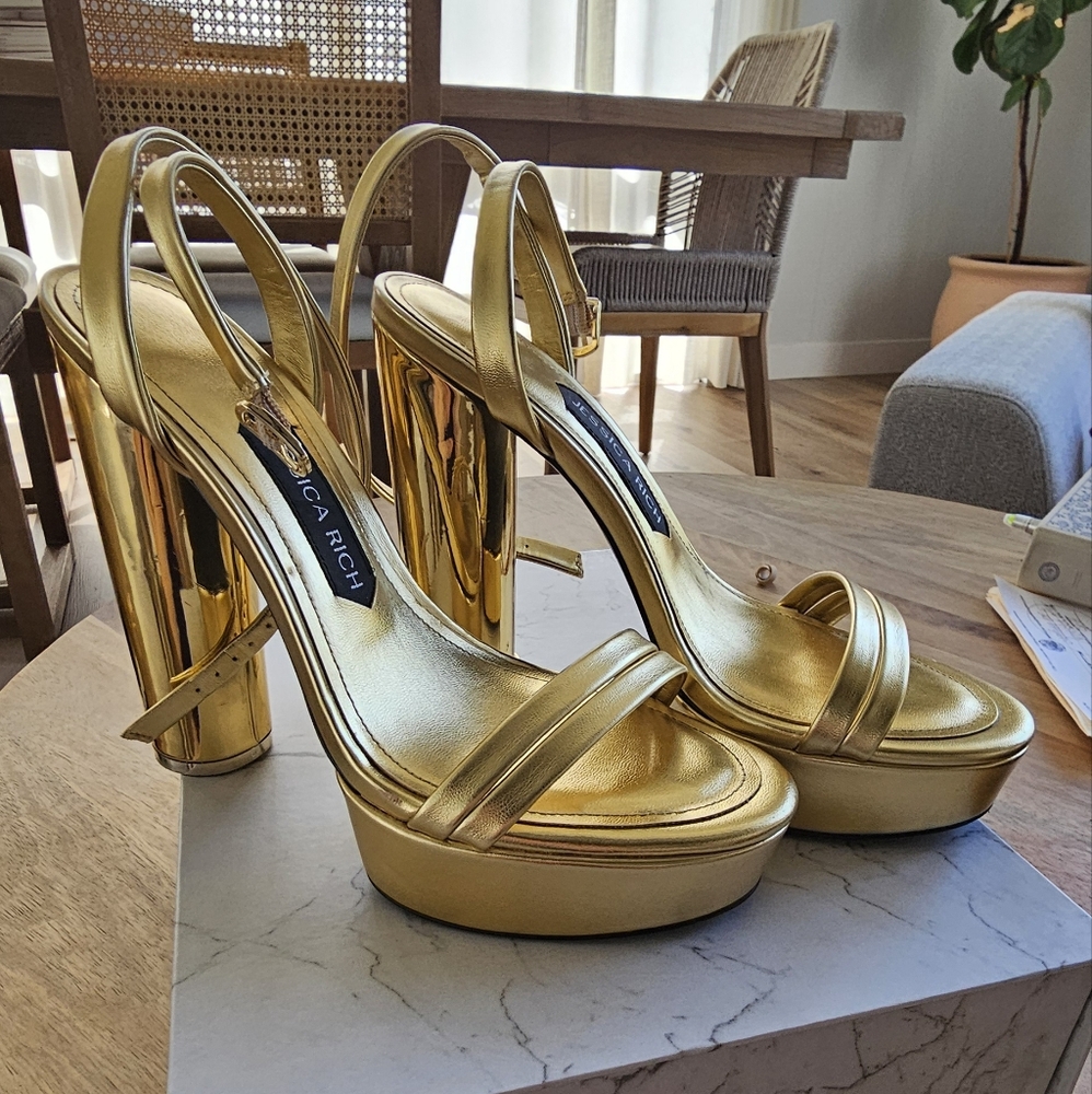 Jessica Rich love platform gold size 38